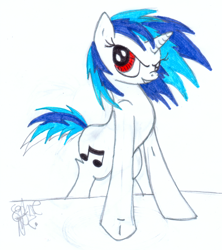Size: 2382x2688 | Tagged: safe, artist:vegemiteguzzler, character:dj pon-3, character:vinyl scratch, female, high res, solo, traditional art