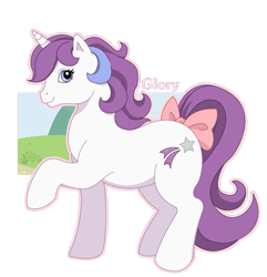 Size: 821x853 | Tagged: safe, artist:kuro-rakuen, character:glory, species:pony, g1, bow, female, simple background, solo, tail bow, transparent background