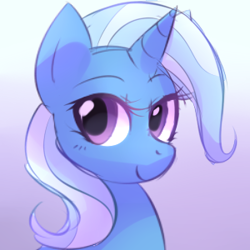 Size: 300x300 | Tagged: safe, artist:bae-mon, character:trixie, species:pony, species:unicorn, bust, cute, diatrixes, female, gradient background, looking at you, mare, portrait, solo, three quarter view