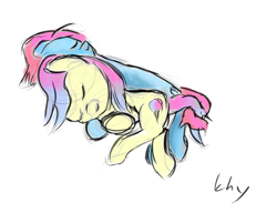 Size: 1057x848 | Tagged: safe, artist:khyperia, oc, oc only, oc:candy floss, oc:gyro tech, species:pony, species:unicorn, cuddling, female, gyrofloss, intertwined tails, male, shipping, sleeping, snuggling, straight