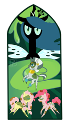 Size: 1800x3300 | Tagged: safe, artist:hfinder, character:queen chrysalis, character:zecora, species:zebra, episode:the cutie re-mark, g4, my little pony: friendship is magic, alternate timeline, chrysalis resistance timeline, mask, pointy ponies, resistance leader zecora, tribal pie, tribalshy