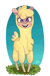 Size: 2000x3000 | Tagged: safe, artist:hfinder, community related, character:paprika paca, species:alpaca, them's fightin' herds, cute, female, looking at you, pacabetes, solo