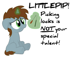 Size: 5000x4000 | Tagged: safe, artist:psalmie, oc, oc only, oc:littlepip, species:pony, species:unicorn, fallout equestria, absurd resolution, cute, fanfic, fanfic art, female, filly, floppy ears, foal, glowing horn, hooves, horn, levitation, magic, pipabetes, screwdriver, simple background, sitting, solo, telekinesis, text, transparent background, younger