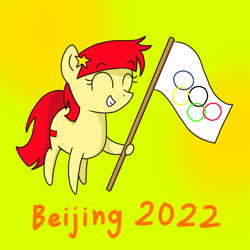 Size: 800x800 | Tagged: safe, artist:hetalianderpy, oc, oc only, nation ponies, 2022, beijing, china, flag, olympic rings, olympics, ponified, solo, winter olympics