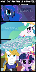 Size: 3000x6000 | Tagged: safe, artist:dzmaylon, character:prince blueblood, character:princess celestia, character:princess luna, character:twilight sparkle, character:twilight sparkle (alicorn), species:alicorn, species:pony, arranged marriage, clothing, comic, dress, female, floppy ears, frown, male, mare, marriage, shipping, straight, trollestia, twiblood, unamused, wedding, wedding dress