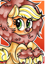 Size: 1024x1457 | Tagged: safe, artist:j-lin-mlp, character:applejack, applelion, clothing, female, solo, traditional art
