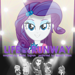 Size: 1080x1080 | Tagged: safe, artist:cejs94, artist:joeycrick, character:bon bon, character:cheerilee, character:derpy hooves, character:lyra heartstrings, character:rarity, character:sweetie drops, episode:life is a runway, equestria girls:rainbow rocks, g4, my little pony: equestria girls, my little pony:equestria girls, album cover, daniel ingram, kazumi evans, music