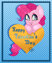Size: 2491x3000 | Tagged: safe, artist:hfinder, character:pinkie pie, female, heart eyes, solo, tongue out, valentine's day, wingding eyes