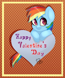 Size: 2491x3000 | Tagged: safe, artist:hfinder, character:rainbow dash, female, heart eyes, solo, valentine's day, wingding eyes