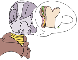 Size: 885x678 | Tagged: safe, artist:nobody, artist:themox, edit, character:zecora, species:zebra, dialogue, eyes closed, female, food, sandwich, shawl, simple background, smiling, solo, speech bubble, transparent background