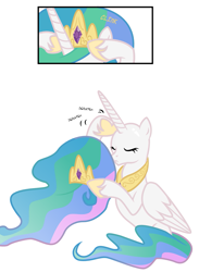 Size: 899x1225 | Tagged: safe, artist:mangaka-girl, edit, character:princess celestia, bald, cropped, female, hoof hold, scratching, solo, wig