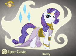 Size: 1280x952 | Tagged: safe, artist:rhanite, character:rarity, species:pony, species:unicorn, abstract background, anima banner, clothing, crossover, dress, exalted, female, gray background, mare, photoshop, simple background, solar exalted, solo