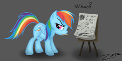 Size: 900x450 | Tagged: safe, artist:zonra, character:rainbow dash, female, pencil, planning, solo