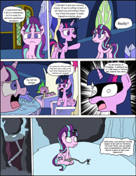 Size: 1024x1322 | Tagged: safe, artist:average-00, character:lord tirek, character:spike, character:starlight glimmer, character:twilight sparkle, character:twilight sparkle (alicorn), species:alicorn, species:pony, episode:the cutie re-mark, a worse ending for starlight glimmer, abuse, alternate ending, bad end, bad idea, chains, cuffs, female, glimmerbuse, hilarious in hindsight, how it should have ended, impending disaster, impending doom, magic suppression, mare, offscreen character, realistic end, reality ensues, starlight gets what's coming to her, tartarus, this will not end well, tyrant sparkle