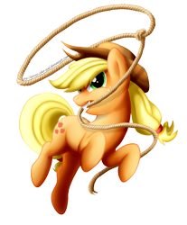 Size: 1200x1446 | Tagged: safe, artist:groxy-cyber-soul, character:applejack, species:earth pony, species:pony, female, lasso, mare, mouth hold, rope, running, simple background, solo, transparent background