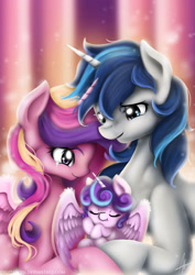 Size: 1024x1448 | Tagged: safe, artist:digitalcyn, character:princess cadance, character:princess flurry heart, character:shining armor, ship:shiningcadance, episode:the crystalling, g4, my little pony: friendship is magic, crying, cute, cutedance, female, flurrybetes, male, royal family, shining adorable, shipping, straight, tears of joy, wing fluff