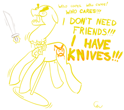 Size: 650x575 | Tagged: safe, artist:cogweaver, knife, mad dummy, mannequin, newgrounds, ponified, solo, undertale