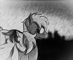 Size: 979x816 | Tagged: safe, artist:tomcolt15, character:big mcintosh, character:rainbow dash, species:earth pony, species:pony, ship:rainbowmac, black and white, cute, grayscale, male, monochrome, shipping, stallion, straight