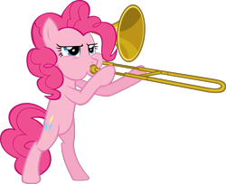 Size: 4901x4000 | Tagged: safe, artist:spaceponies, character:pinkie pie, female, simple background, solo, transparent background, trombone, vector