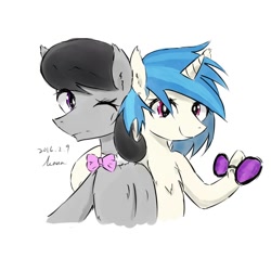 Size: 900x900 | Tagged: safe, artist:kanaowo, character:dj pon-3, character:octavia melody, character:vinyl scratch