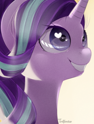 Size: 800x1047 | Tagged: safe, artist:okaces, character:starlight glimmer, species:pony, species:unicorn, female, grin, heart eyes, solo, wingding eyes