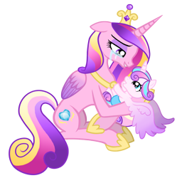 Size: 1599x1603 | Tagged: safe, artist:rose-beuty, character:princess cadance, character:princess flurry heart, crying, cute, floppy ears, hug, mama cadence, mother and daughter, mother's day, simple background, tears of joy, transparent background