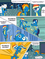 Size: 5100x6600 | Tagged: safe, artist:average-00, character:fleetfoot, character:rainbow dash, character:soarin', character:spitfire, species:pony, episode:newbie dash, g4, my little pony: friendship is magic, absurd resolution, abuse, alternate ending, clipper, clothing, comic, disproportionate retribution, do i look angry, how it should have ended, rainbow crash, soarinbuse, violence, wonderbolts, wonderbolts uniform
