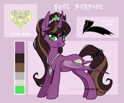 Size: 2454x2050 | Tagged: safe, artist:fayven, oc, oc only, oc:soul purpose, species:alicorn, species:pony, alicorn oc, reference sheet, solo