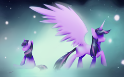 Size: 1900x1182 | Tagged: safe, artist:nalenthi, character:twilight sparkle, character:twilight sparkle (alicorn), species:alicorn, species:pony, duality, female, mare, princess celestia's special princess making dimension, solo, younger