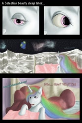 Size: 1000x1500 | Tagged: safe, artist:feralblooddragon, artist:for-the-plot, character:princess celestia, character:princess luna, comic, giggling, mischief, ponies shorties, prank, space
