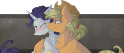 Size: 1000x433 | Tagged: safe, artist:mrgdog, character:applejack, character:rarity, ship:rarijack, applejack (male), applelusive, elusive, female, gay, half r63 shipping, lesbian, male, rule 63, shipping