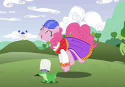 Size: 2959x2046 | Tagged: safe, artist:gennadykalugina, character:gummy, character:pinkie pie, clothing, dress, islam, russian, tatar