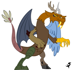 Size: 1955x1918 | Tagged: safe, artist:xscaralienx, character:discord, species:draconequus, alternate character design, artifact, cloven hooves, dewclaw, fangs, male, season 2, simple background, solo, transparent background
