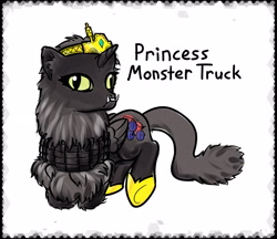 Size: 2212x1912 | Tagged: safe, artist:lightbulb, derpibooru original, species:alicorn, species:pony, cat, fangs, fluffy, monster truck, ponified, princess monster truck, teeth