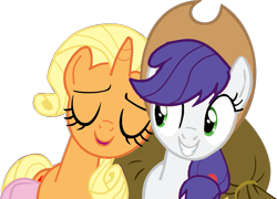 Size: 1053x759 | Tagged: safe, artist:nejcrozi, edit, character:applejack, character:rarity, species:earth pony, species:pony, species:unicorn, ship:rarijack, episode:trade ya, g4, my little pony: friendship is magic, bedroom eyes, eyes closed, female, grin, happy, lesbian, race swap, recolor, shipping, simple background, smiling, transparent background, vector, vector edit