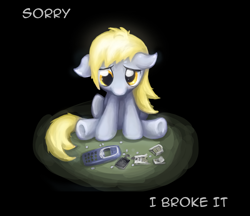 Size: 1018x878 | Tagged: safe, artist:vapgames, character:derpy hooves, species:pegasus, species:pony, cellphone, female, how, i just don't know what went wrong, impossible, mare, nokia, nokia 3310, phone, sad, solo