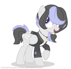 Size: 1024x1005 | Tagged: safe, artist:princess-liliana, base used, oc, oc only, oc:clar midnight, species:pegasus, species:pony, clothing, fangs, jacket, pegasus oc, solo, wings