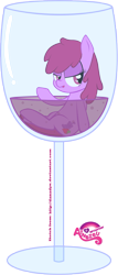Size: 3000x7031 | Tagged: safe, artist:atnezau, character:berry punch, character:berryshine, species:pony, alcohol, cup, cup of pony, drunk, female, glass, go home you're drunk, micro, simple background, smiling, solo, tongue out, transparent background, vector, wine, wine glass