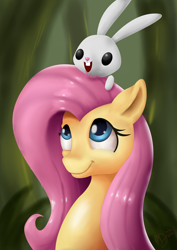 Size: 620x877 | Tagged: safe, artist:reillyington86, character:angel bunny, character:fluttershy, portrait