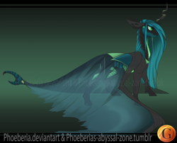 Size: 1024x828 | Tagged: safe, artist:phoeberia, character:queen chrysalis, species:changeling, alternate design, alternate universe, female, solo