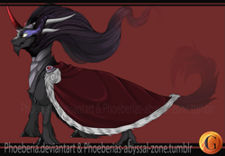 Size: 1023x706 | Tagged: safe, artist:phoeberia, character:king sombra, alternate design, male, solo
