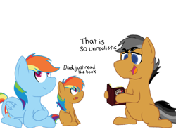 Size: 1024x768 | Tagged: safe, artist:slushnstuff, character:quibble pants, character:rainbow dash, oc, parent:quibble pants, parent:rainbow dash, parents:quibbledash, ship:quibbledash, episode:stranger than fanfiction, g4, my little pony: friendship is magic, book, female, male, offspring, shipping, straight