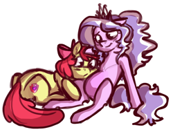 Size: 850x650 | Tagged: safe, artist:fastserve, character:apple bloom, character:diamond tiara, parents:diamondbloom, species:pony, ship:diamondbloom, cute, cutie mark, female, filly, lesbian, magical lesbian spawn, mare, offspring, pregnant, pregtiara, shipping, simple background, the cmc's cutie marks, white background