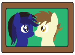 Size: 1976x1457 | Tagged: safe, artist:sketchydesign78, character:steamer, oc, oc only, oc:snowmight, boop, bust, couple, duo, eye contact, looking at each other, noseboop, portrait, vector