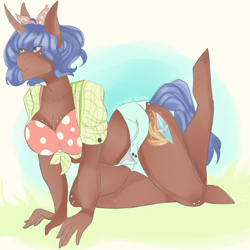 Size: 1024x1024 | Tagged: safe, artist:sarah-loves-christmas, oc, oc only, oc:emberfrost, species:anthro, species:unguligrade anthro, clothing, daisy dukes, shorts