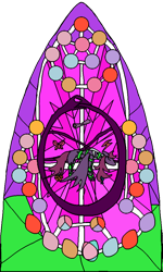 Size: 600x1000 | Tagged: safe, artist:kendell2, character:nightmare twilight sparkle, character:twilight sparkle, nightmare eclipse, nightmare paradox, nightmarified, ouroborous, pony pov series, simple background, spoiler, stained glass, transparent background
