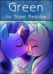 Size: 739x1023 | Tagged: safe, artist:explosivegent, artist:megasweet, edit, character:fluttershy, character:rarity, species:pony, ship:rarishy, cute, fanfic art, fanfic cover, female, kissing, lesbian, mare, raribetes, shipping, shyabetes