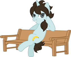 Size: 8917x7169 | Tagged: safe, artist:tokuberry, absurd resolution, bench, fudou akio, inazuma eleven, inazuma eleven go, ponified, simple background, sitting, solo, transparent background