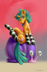 Size: 835x1280 | Tagged: safe, artist:trunchbull, character:snails, clothing, commission, latex, latex pony, latex socks, rubber, rule 63, shiny, socks, solo, spice, striped socks