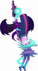 Size: 9000x16640 | Tagged: safe, artist:lyricgemva, character:midnight sparkle, character:twilight sparkle, character:twilight sparkle (scitwi), species:eqg human, equestria girls:legend of everfree, g4, my little pony: equestria girls, my little pony:equestria girls, absurd file size, absurd resolution, bad end, boots, clothing, commission, crystal guardian, crystal wings, dark magic, dress, glasses, high heel boots, midnight sparkle, orb, ponied up, sparkles, wings, xk-class end-of-the-world scenario